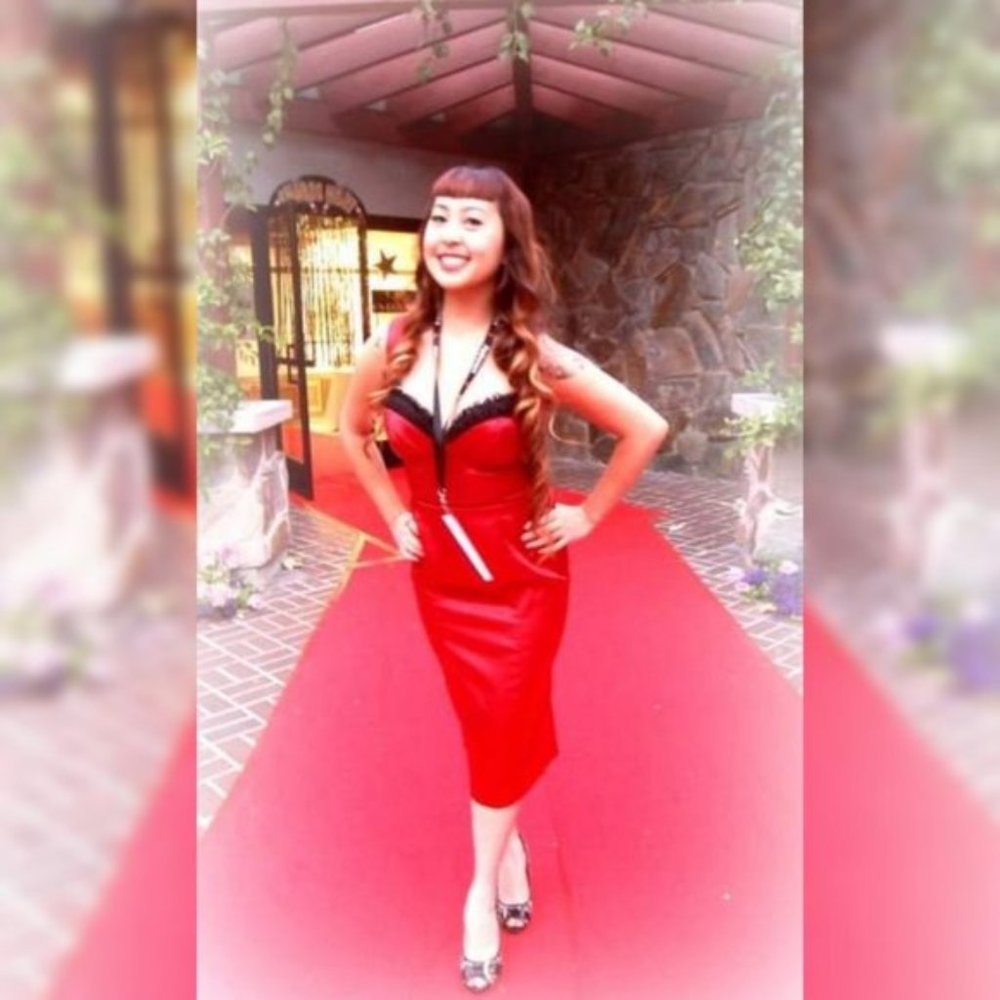 Vintage Inspired Sateen Red Negligee Dress